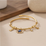 Load image into Gallery viewer, Blue Heart Charm Cable Bracelet – Anti Tarnish Gold Plated
