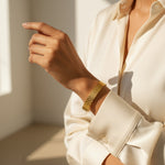 Load image into Gallery viewer, Golden Textured Pattern Bangle – Anti Tarnish Gold Plated