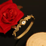 Load image into Gallery viewer, Evil Eye Wave Charm Bangle – Anti Tarnish Gold Plated