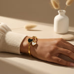 Load image into Gallery viewer, Dual Heart Enamel Bangle – Anti Tarnish Gold Plated