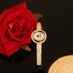 Load image into Gallery viewer, Luxury White Enamel Crystal Bangle – Anti Tarnish Gold Plated