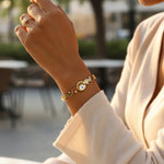 Load image into Gallery viewer, Evil Eye Wave Charm Bangle – Anti Tarnish Gold Plated
