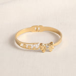 Load image into Gallery viewer, Pearl Heart Bow Charm Bangle – Premium Anti-Tarnish Bracelet