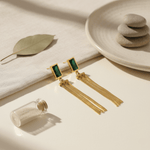 Load image into Gallery viewer, emerald-drop-chain-tassel-earrings-seg-278