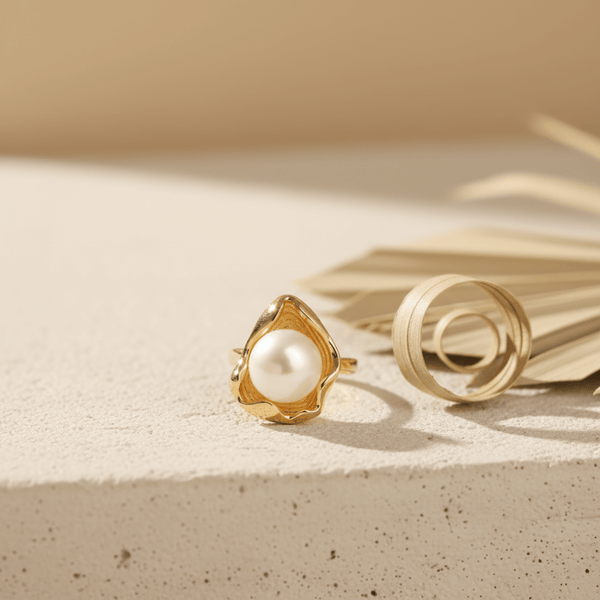 Golden Pearl Bloom Ring