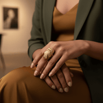 Load image into Gallery viewer, Golden Textured Swirl Ring