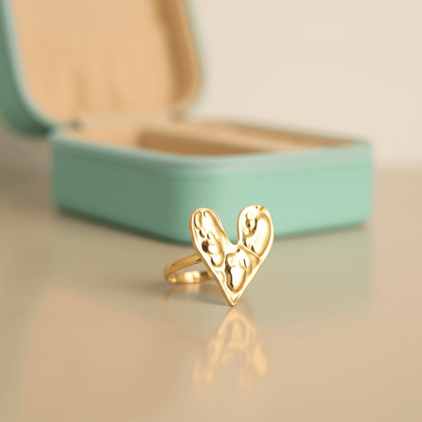 Golden Abstract Heart Open Ring