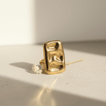 Load image into Gallery viewer, Golden Abstract Rectangle Statement Ring