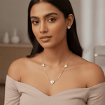 Load image into Gallery viewer, Heart Evil Eye Necklace & Earrings Set – White Enamel Gold Plated Anti-Tarnish