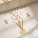 Load image into Gallery viewer, Triple Layered Minimalist Gold Necklace with Star & Geometric Charms