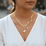 Load image into Gallery viewer, Golden Triple Layer Butterfly Charm Necklace