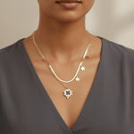 Load image into Gallery viewer, Luxe Enamel Clover Charm Layered Necklace – Black & White Edition