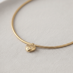 Load image into Gallery viewer, Sparkling Heart Charm Snake Chain Choker – Gold Plated