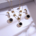 Load image into Gallery viewer, Midnight Glam Round Crystal Necklace & Earrings Set