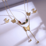 Load image into Gallery viewer, Luxe Butterfly Trio Necklace & Earrings Set with Colorful Charms