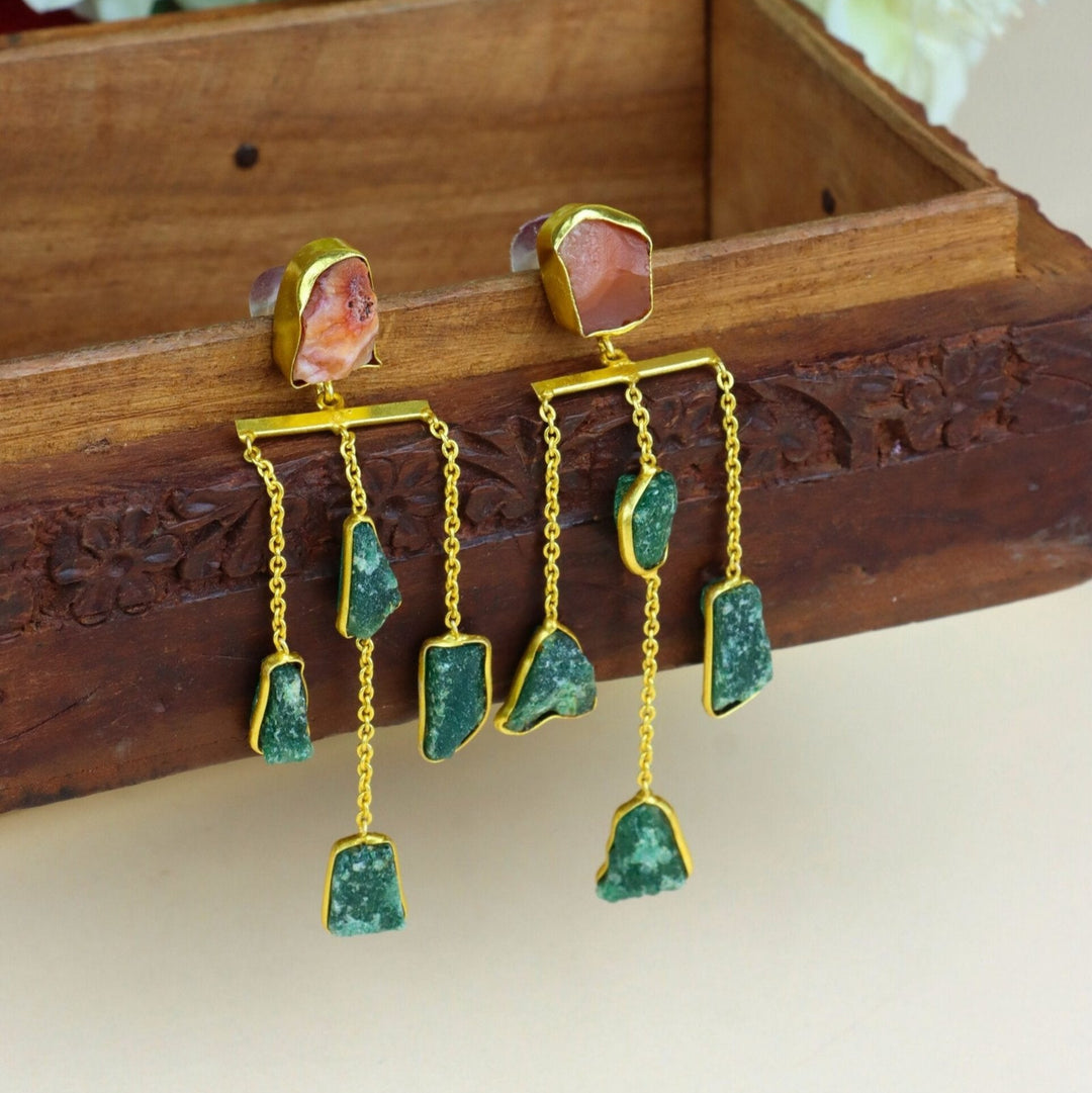 Raw Elegance Dangler Stone Earrings