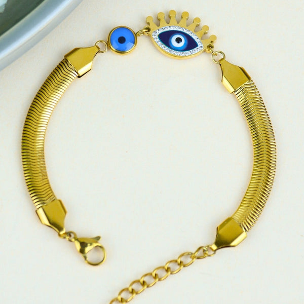 Evil Eye Crown Charm Bracelet