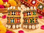 Load image into Gallery viewer, Yellow Floral Embroidered Cowrie Cuff
