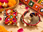Load image into Gallery viewer, Pink Kutchi Embroidered Mirror Cuff
