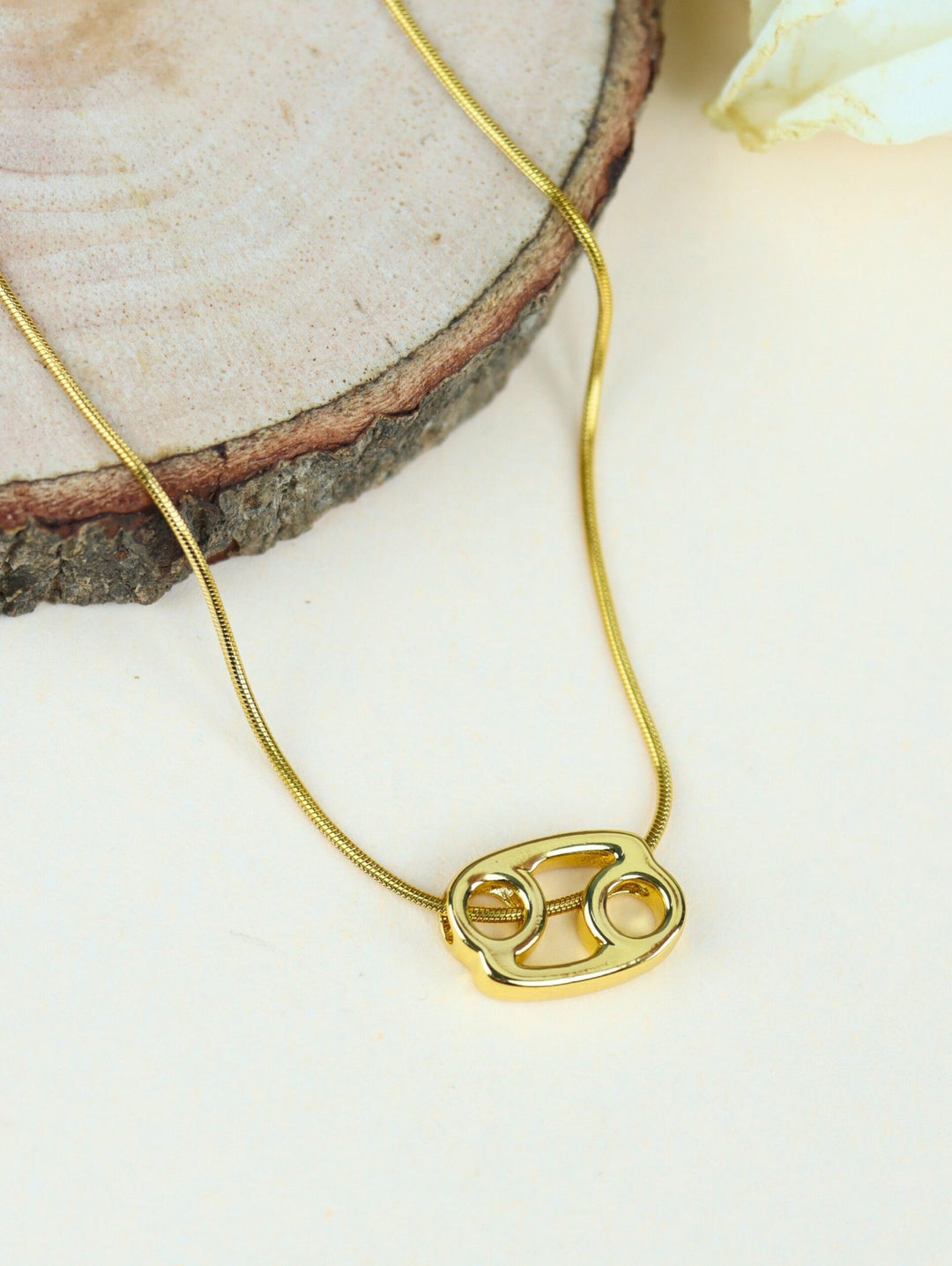Zodiac Cancer Symbol Gold Pendant Necklace