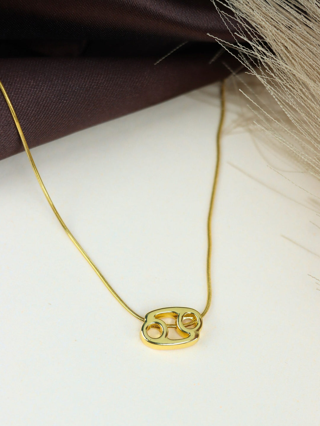 Zodiac Cancer Symbol Gold Pendant Necklace