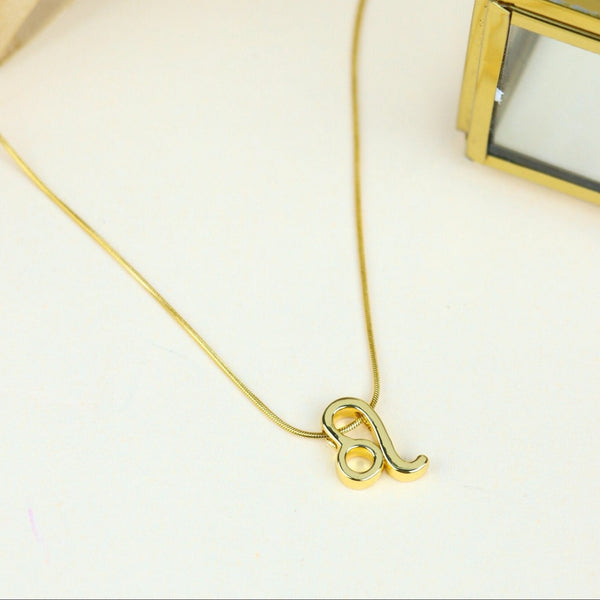 Zodiac Leo Symbol Gold Pendant Necklace