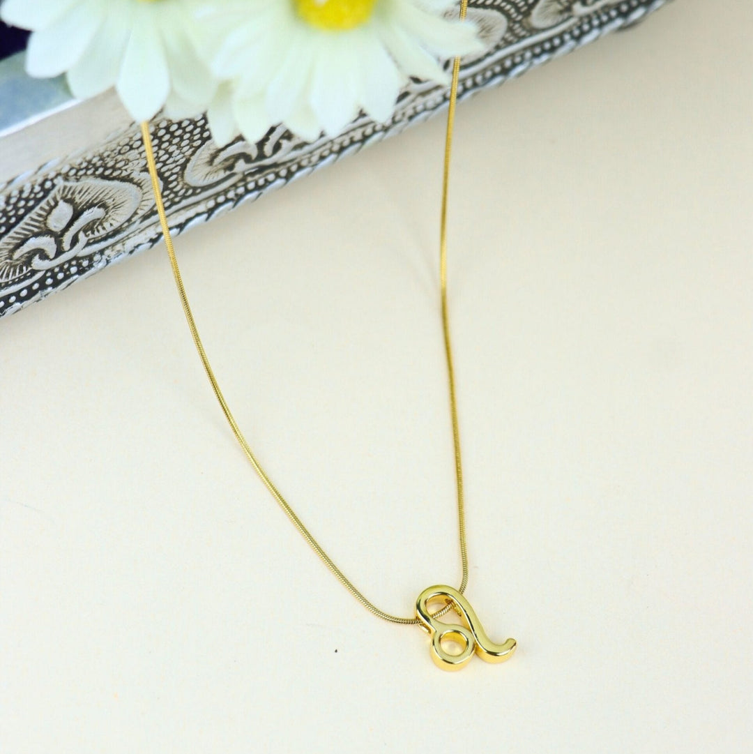 Zodiac Leo Symbol Gold Pendant Necklace