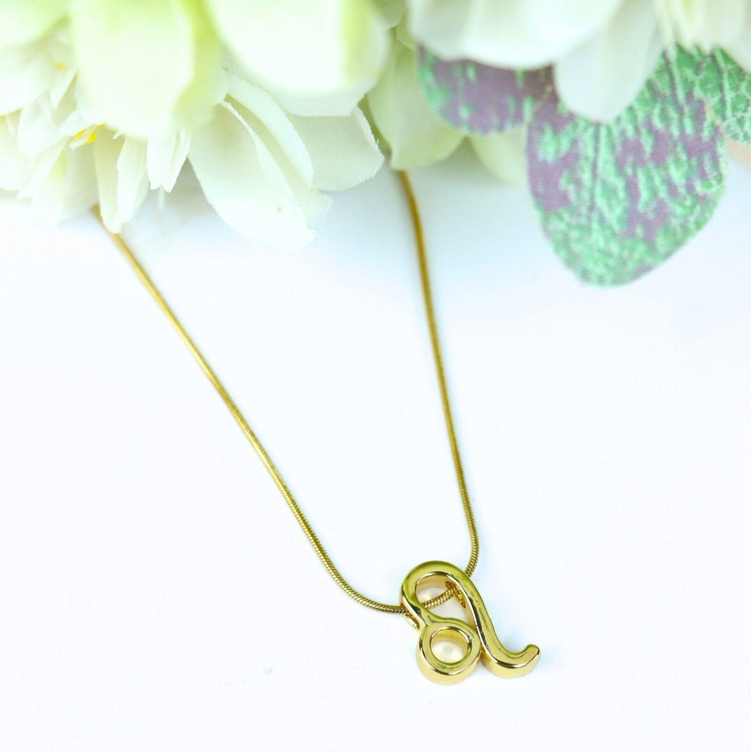 Zodiac Leo Symbol Gold Pendant Necklace