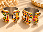 Load image into Gallery viewer, Yellow Floral Embroidered Ghungroo Cuff
