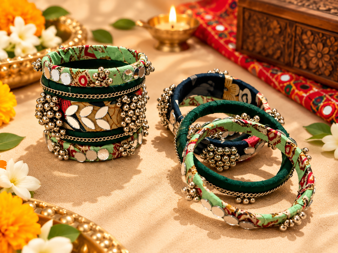 Dark Green Mirror Bangle Set