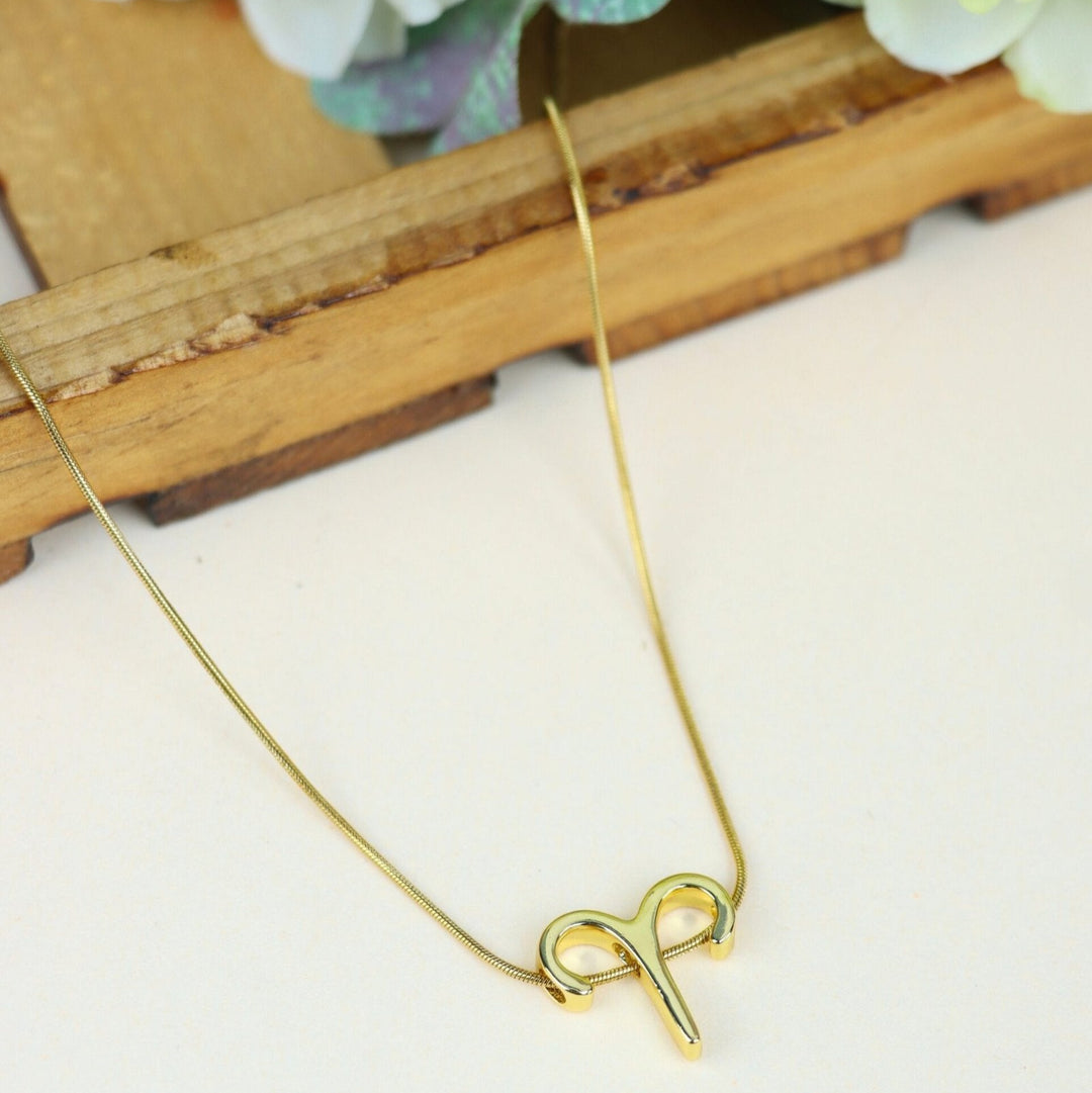 Zodiac Aries Symbol Gold Pendant Necklace