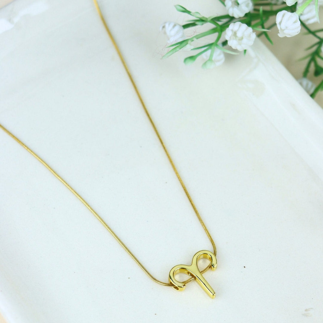 Zodiac Aries Symbol Gold Pendant Necklace