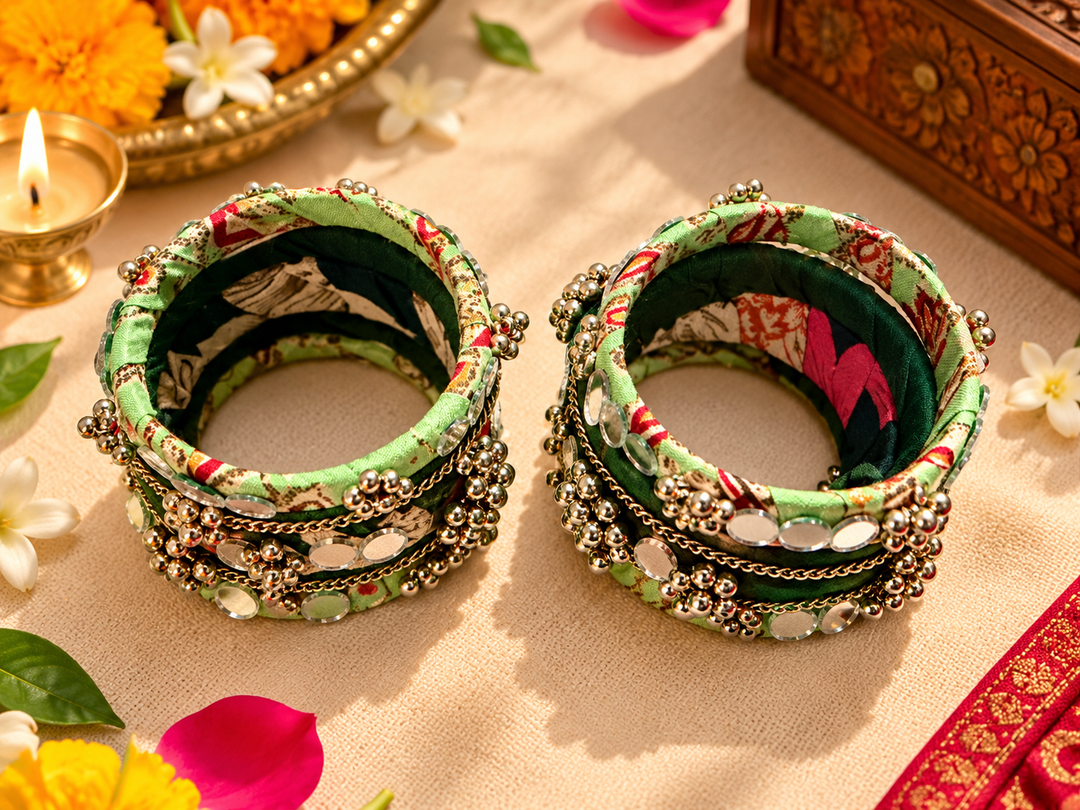 Dark Green Mirror Bangle Set