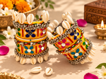 Load image into Gallery viewer, Yellow Floral Embroidered Cowrie Cuff

