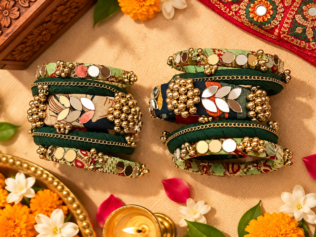 Dark Green Mirror Bangle Set