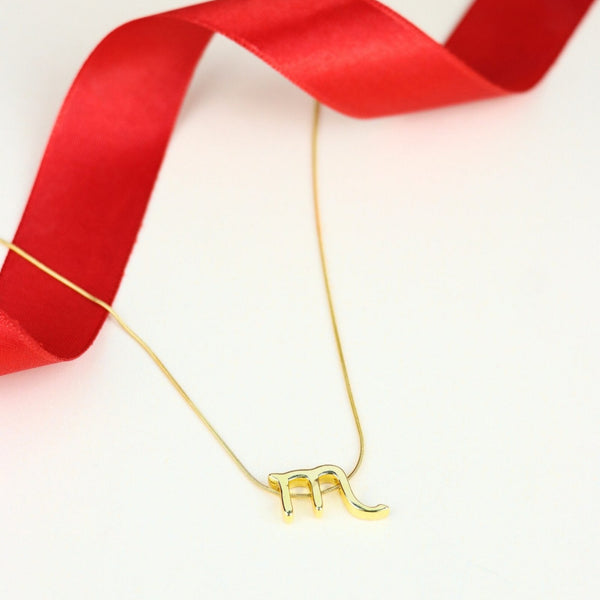 Zodiac Scorpio Symbol Gold Pendant Necklace