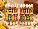 Load image into Gallery viewer, Yellow Floral Embroidered Cowrie Cuff
