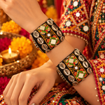 Load image into Gallery viewer, Black Embroidered Cowrie Cuff
