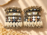 Load image into Gallery viewer, Black Cowrie Shell Mirror Cuff
