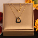 Load image into Gallery viewer, Black Enamel Luxe Pendant Necklace
