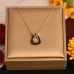 Load image into Gallery viewer, Black Enamel Luxe Pendant Necklace
