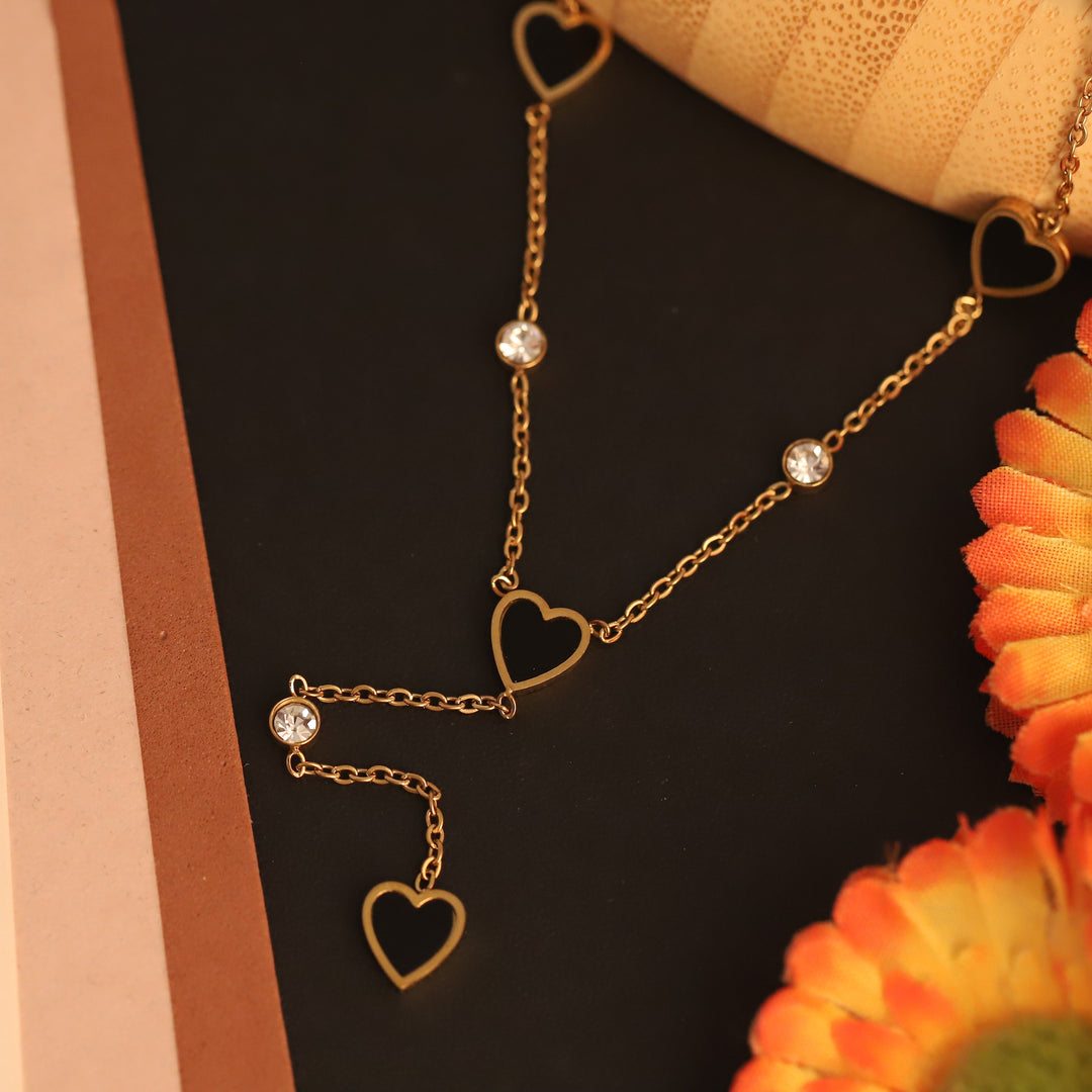 Black Heart Drop Anti-Tarnish Necklace