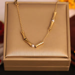Load image into Gallery viewer, Golden Bamboo Pearl Anti-Tarnish Necklace
