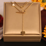 Load image into Gallery viewer, Golden Double Heart Drop Necklace
