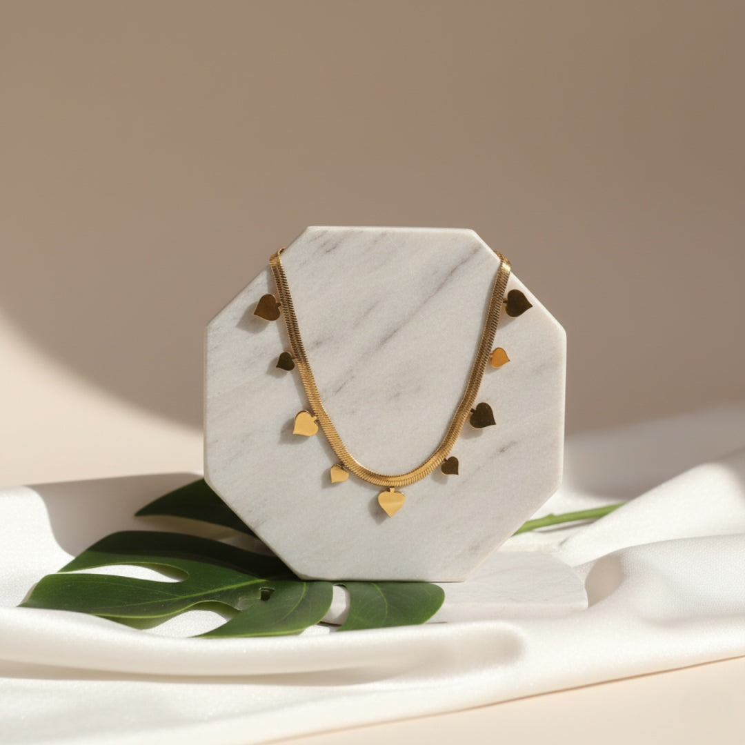 Golden Mini Heart Charm Necklace