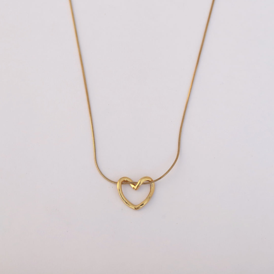 Golden Open Heart Pendant Necklace