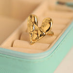 Load image into Gallery viewer, Golden Abstract Heart Open Ring
