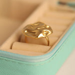 Load image into Gallery viewer, Golden Textured Dome Statement Ring
