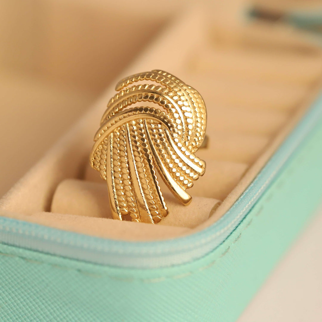 Golden Textured Swirl Ring