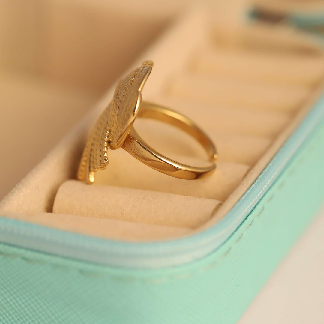 Golden Textured Swirl Ring